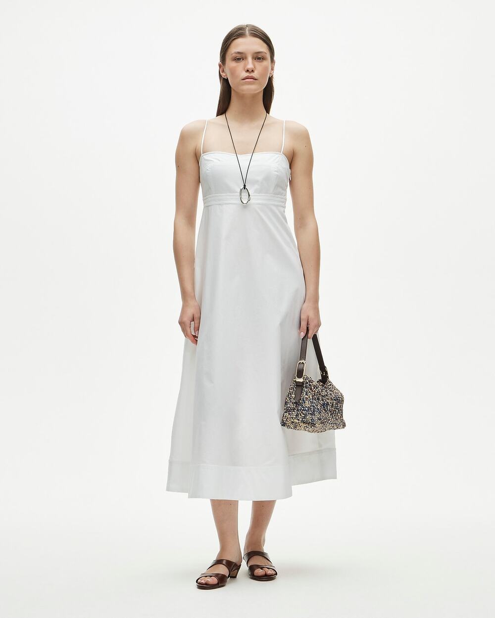 J.Crew Minimalist Midi Tall Empire-waist dress cotton poplin White Size T8